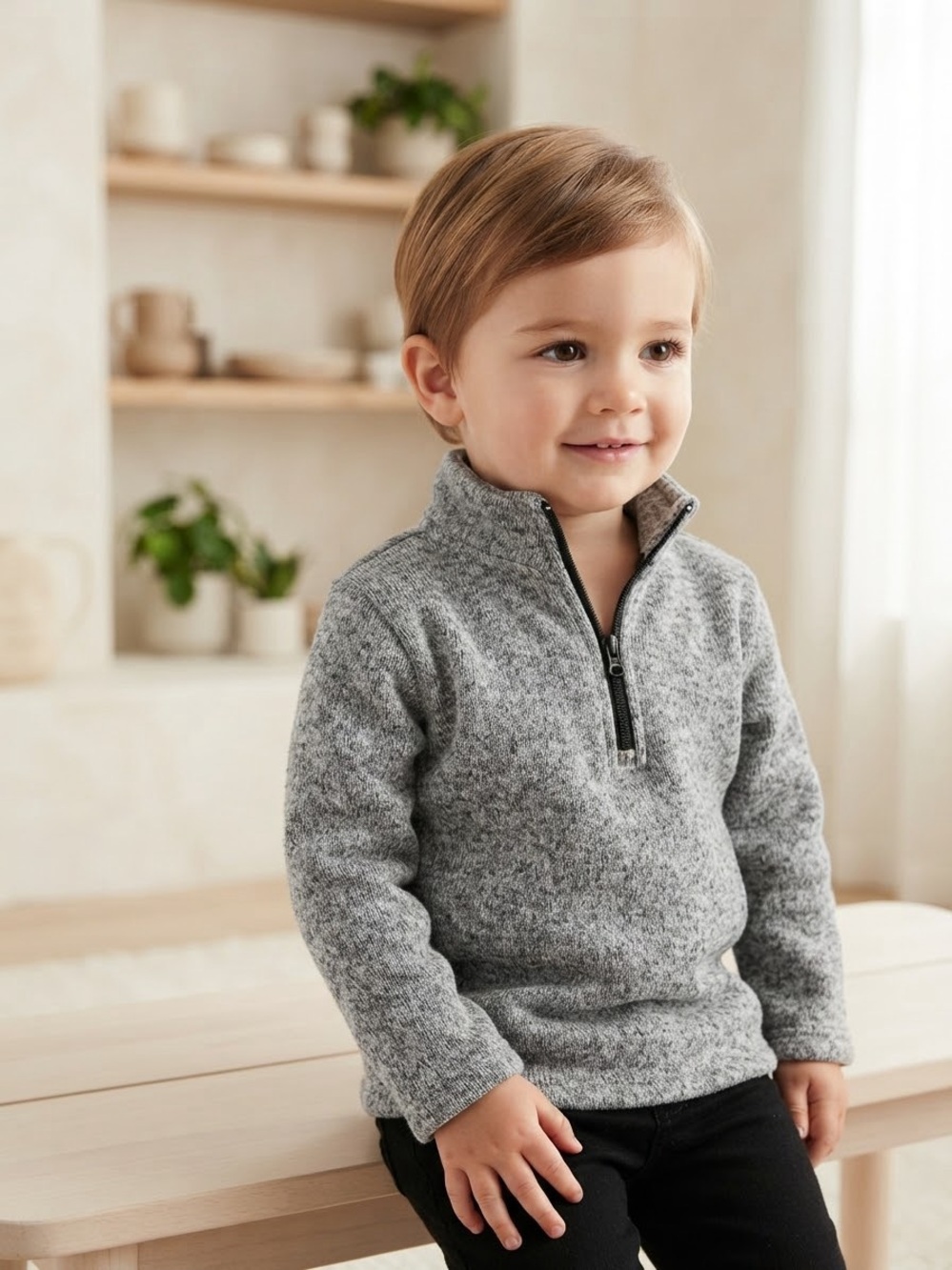 Take 50% OFF-There About Gray Quarter-Zip Pullover Sweater Boys, Size-4